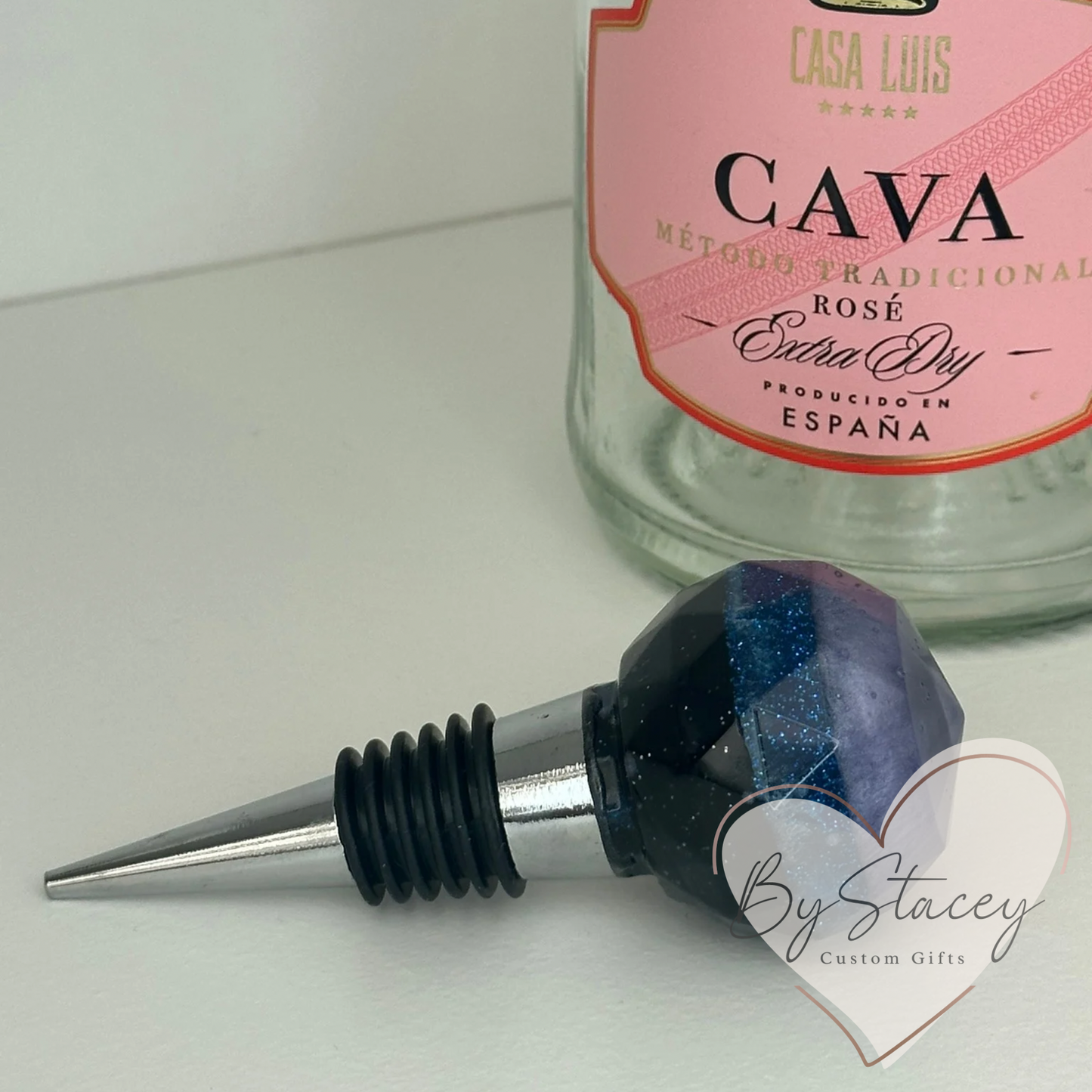 Galaxy-Inspired Resin Wine Stopper – Blue, Purple & White