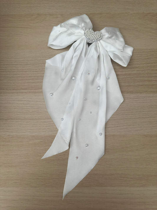 White Hair Bow Clip