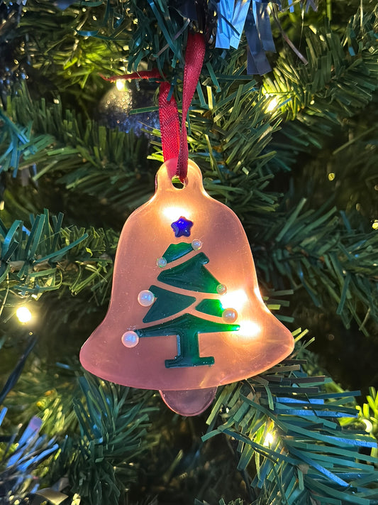 Handmade Bell Ornament with Christmas Tree Design