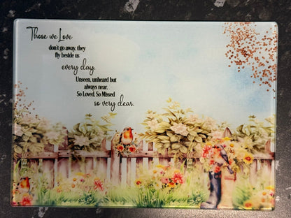 Memorial Glass Chopping Board – “Those We Love Don’t Go Away” Sympathy Gift | Remembrance Kitchen Decor