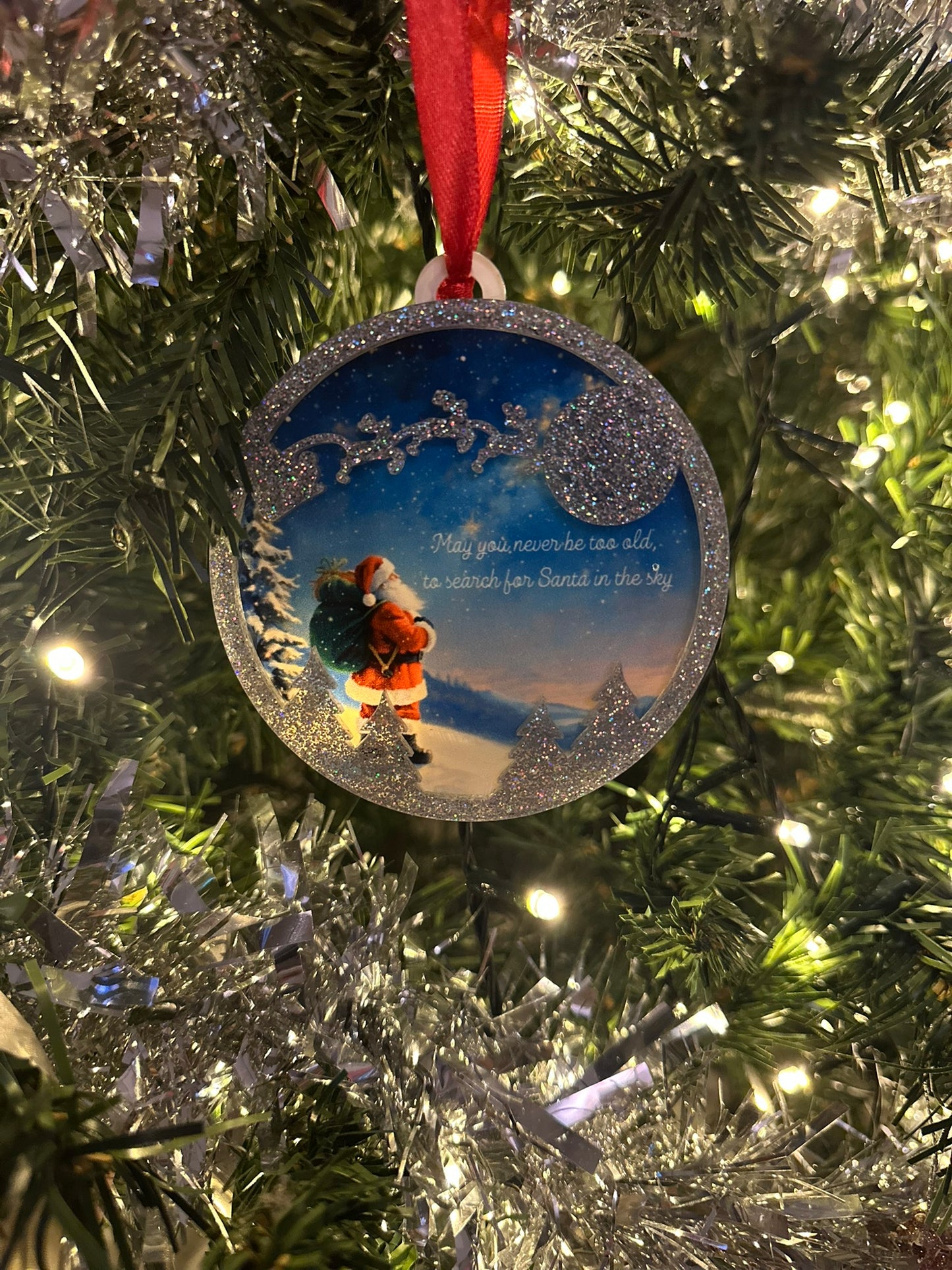 Search the Sky Santa Ornament
