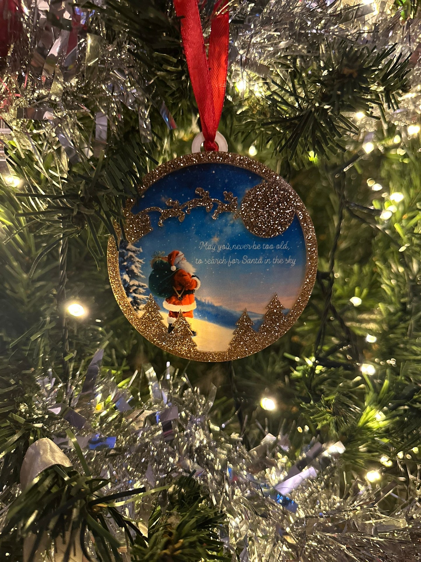 Search the Sky Santa Ornament