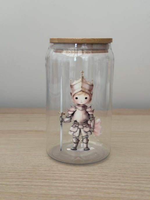"Knight's Quest" 16oz Reusable Libby Can with Bamboo Lid