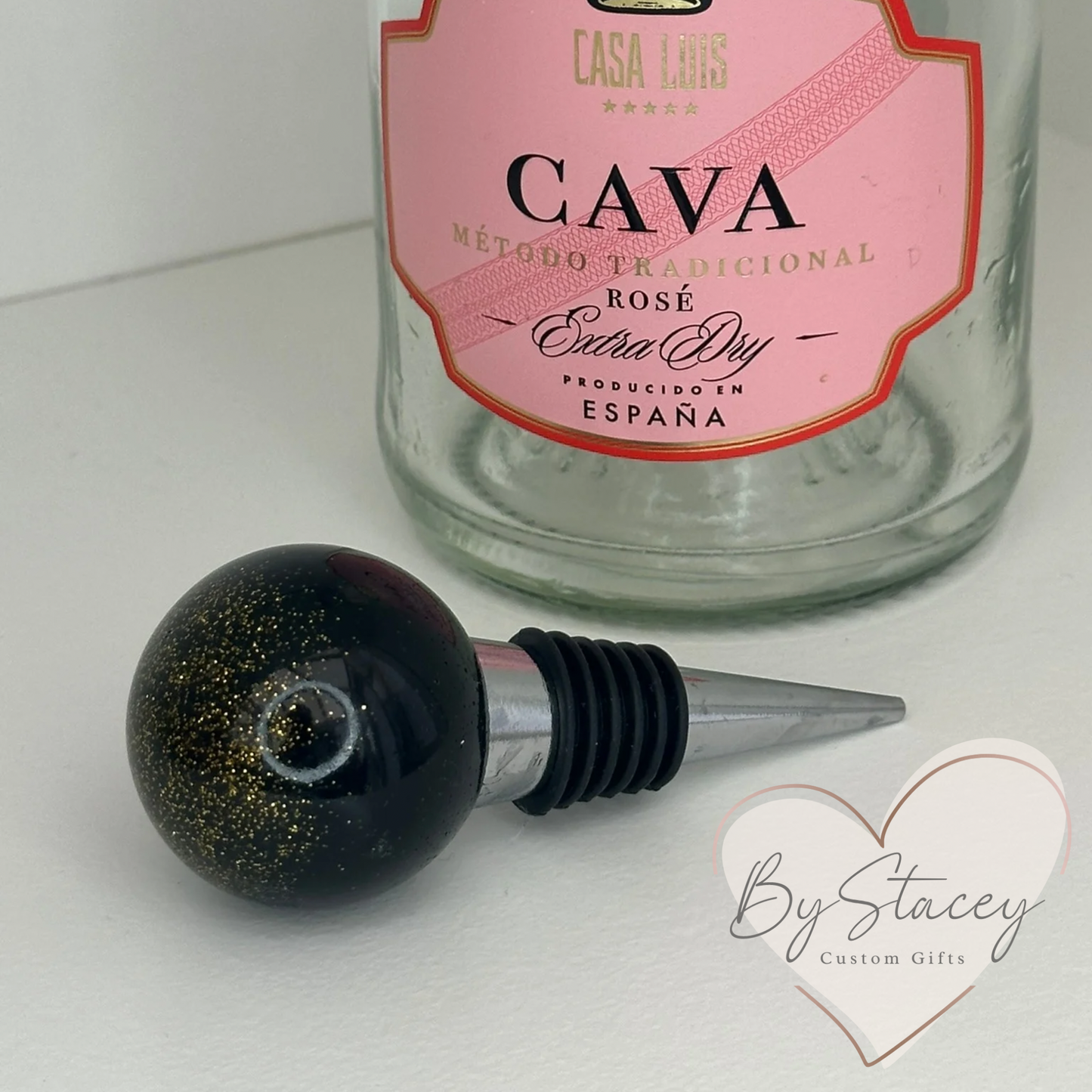 Black & Gold Glitter Resin Wine Stopper