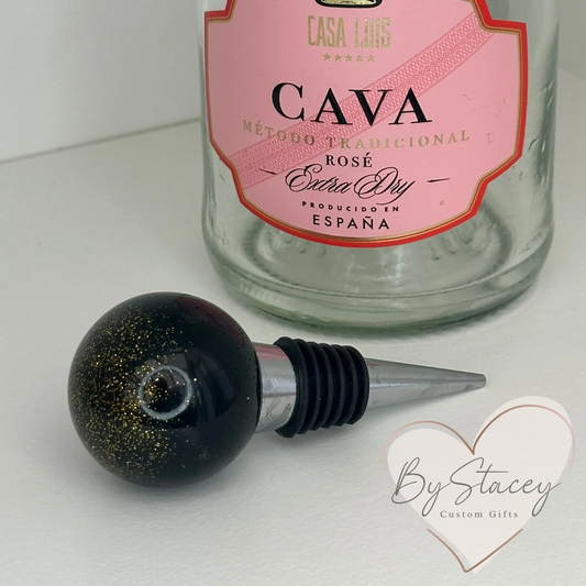 Black & Gold Glitter Resin Wine Stopper