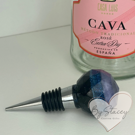 Galaxy-Inspired Resin Wine Stopper – Blue, Purple & White