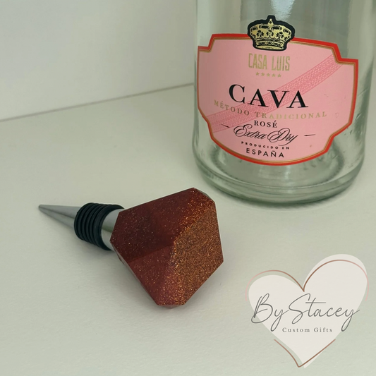 Reddish-Brown Glitter Resin Wine Stopper
