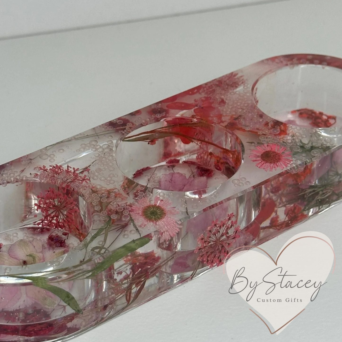 Floral Elegance Handcrafted Resin Tealight Candle Holder