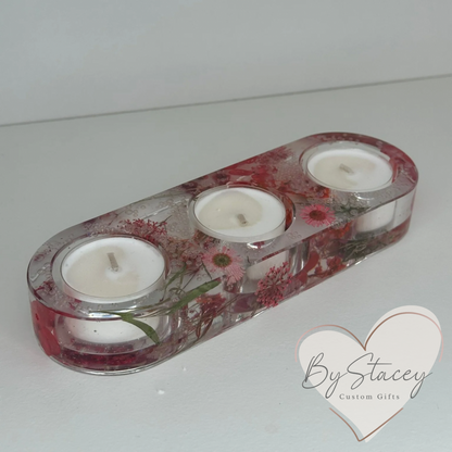Floral Elegance Handcrafted Resin Tealight Candle Holder
