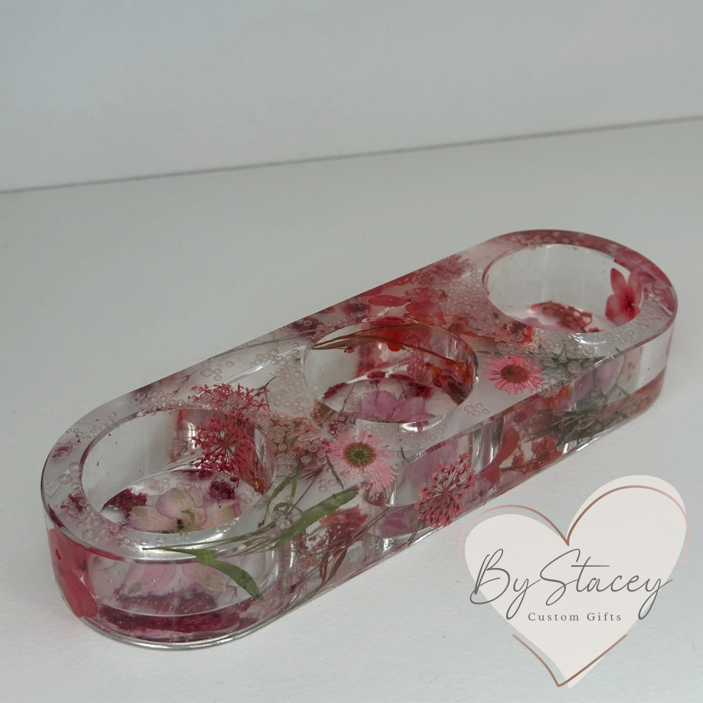 Floral Elegance Handcrafted Resin Tealight Candle Holder