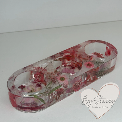 Floral Elegance Handcrafted Resin Tealight Candle Holder